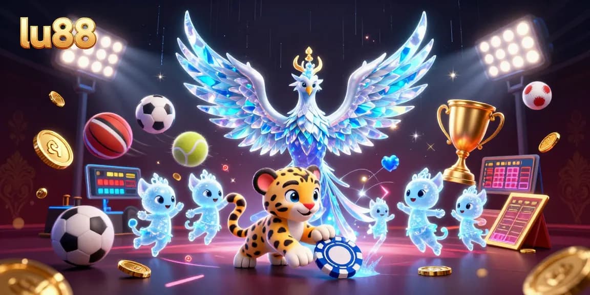 Experience the thrill of lu88 with a dynamic scene of gaming elements and enchanting characters.