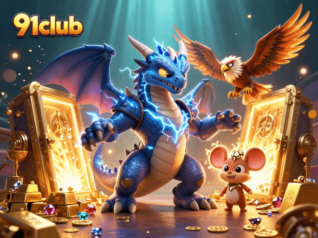 Experience thrilling wins with the 91club color prediction game, featuring a vibrant fantasy scene.