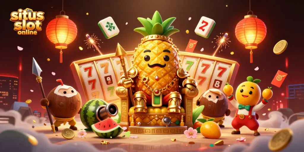 Experience situs slot online with vibrant gameplay featuring golden reels and festive characters.