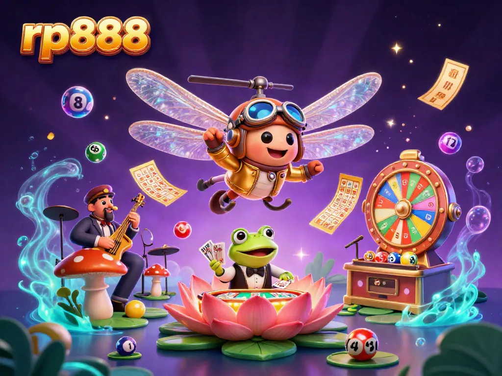 Experience the excitement of rp888 with a colorful and vibrant casino-themed illustration featuring dynamic characters.