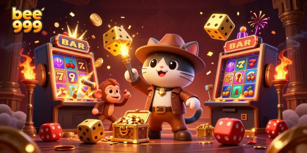 Experience thrilling gameplay at bee 999 as a cat archeologist uncovers ancient casino treasures.