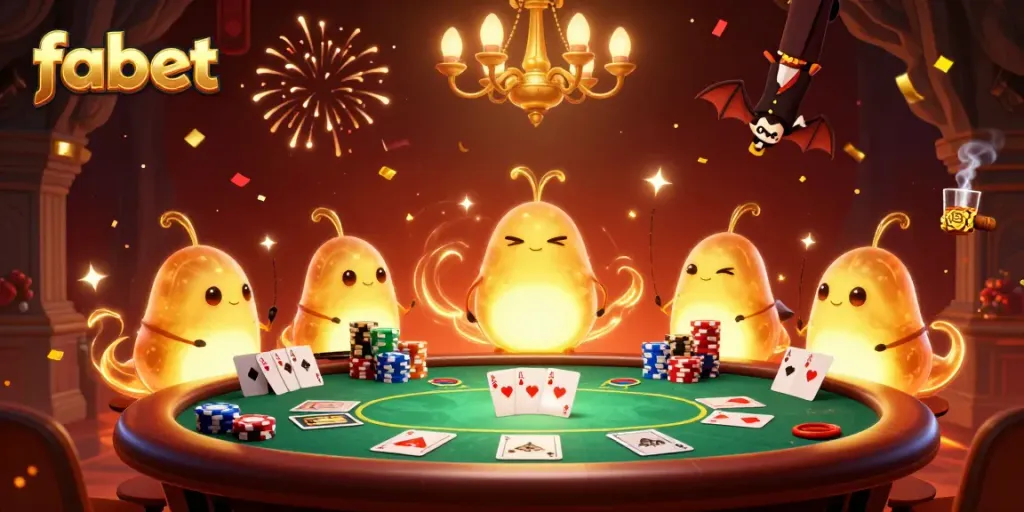 Experience fabet's exciting table games at a vibrant online casino illuminated by glowworms.