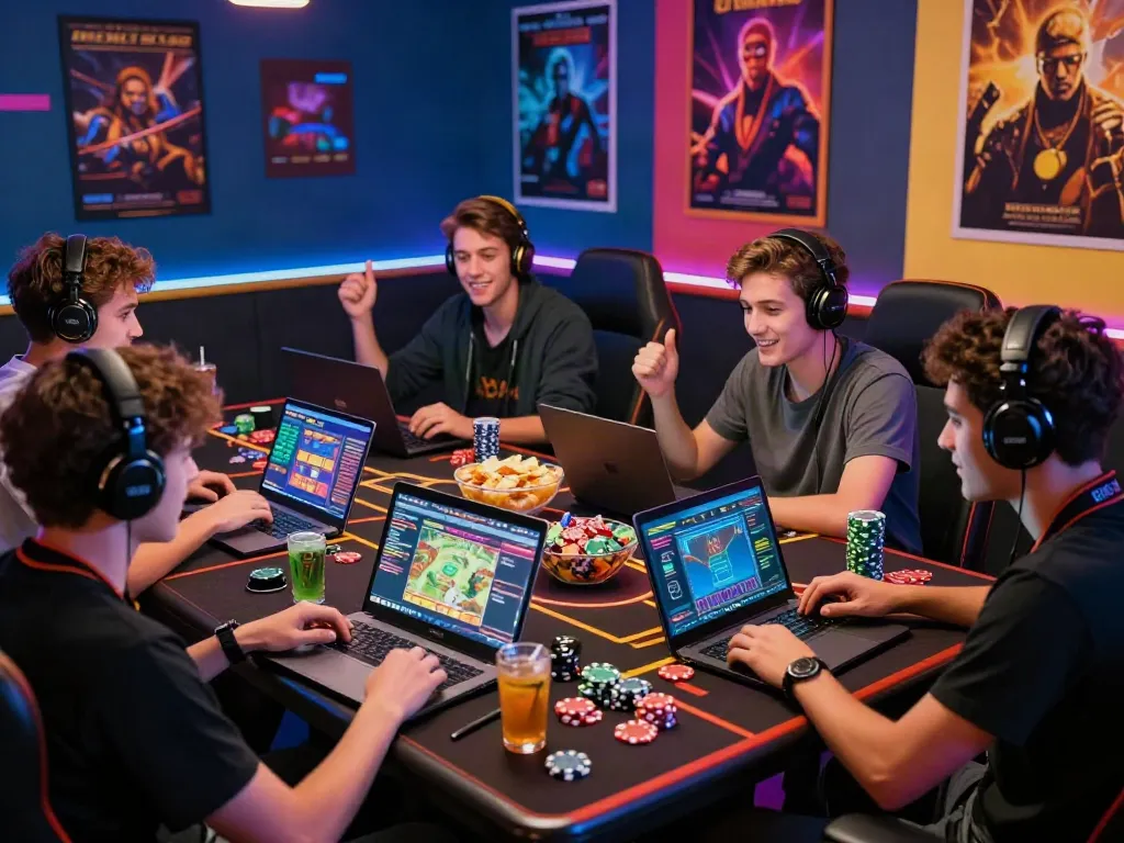 Engaged players enjoying online gaming experience at nhà cái man88 with vibrant casino atmosphere