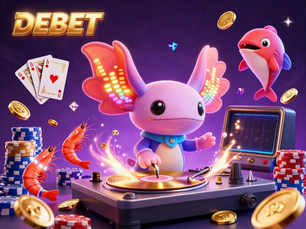 Experience the thrill of DEBET with dynamic casino elements and vibrant underwater characters.