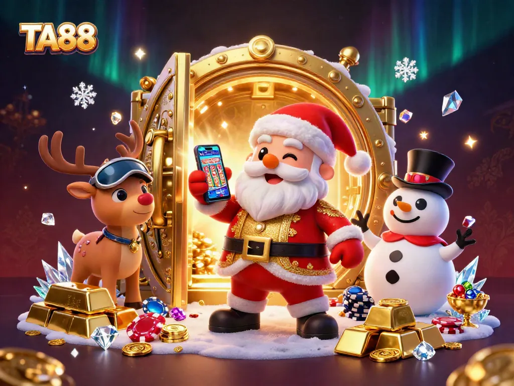 Engage in thrilling casino experiences at TA88 with festive characters and rich gaming elements.