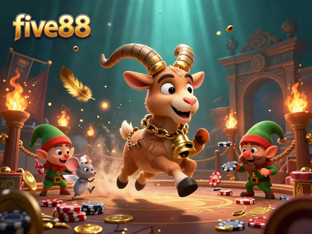 Experience the excitement at five88's casino where Krampus, an angel mouse, and elf gremlins create gambling chaos!