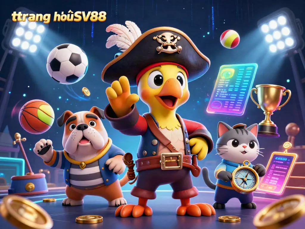 Engage with thrilling gambling action on trang chủ SV88 featuring lively cartoon characters and sports elements.