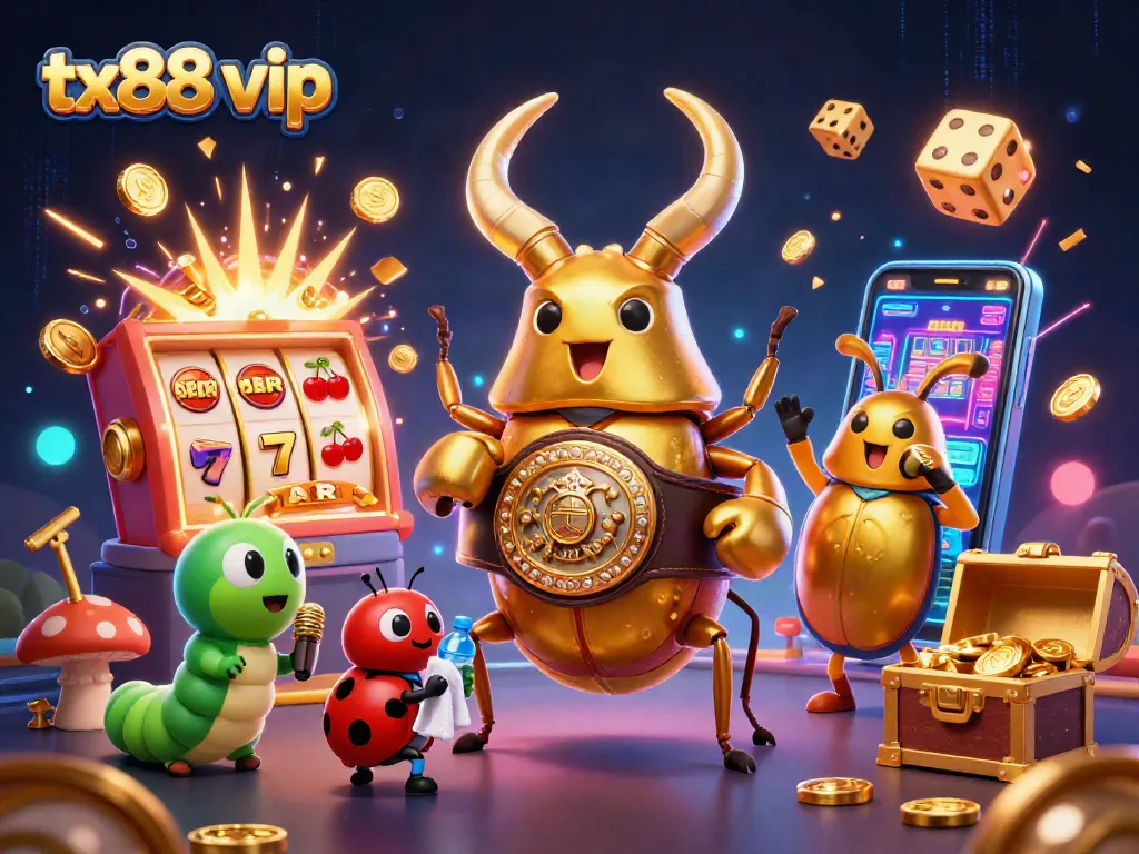 Engage with exciting games at tx88 vip, featuring vibrant casino elements and animated characters.