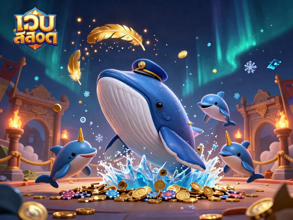 Experience thrilling เว็บ สล็อต action as a captain whale and playful dolphins dive into coins and poker chips.