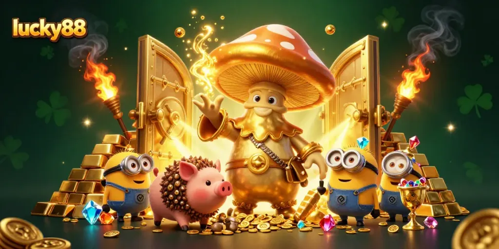 Experience thrilling wins at lucky88, featuring immersive casino magic with gold and treasure elements.