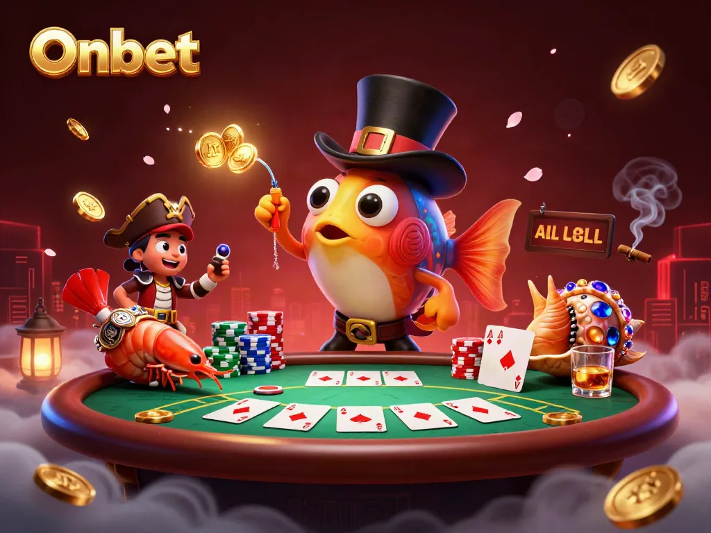 Experience Onbet's thrilling gaming world featuring dynamic characters and vibrant casino elements.