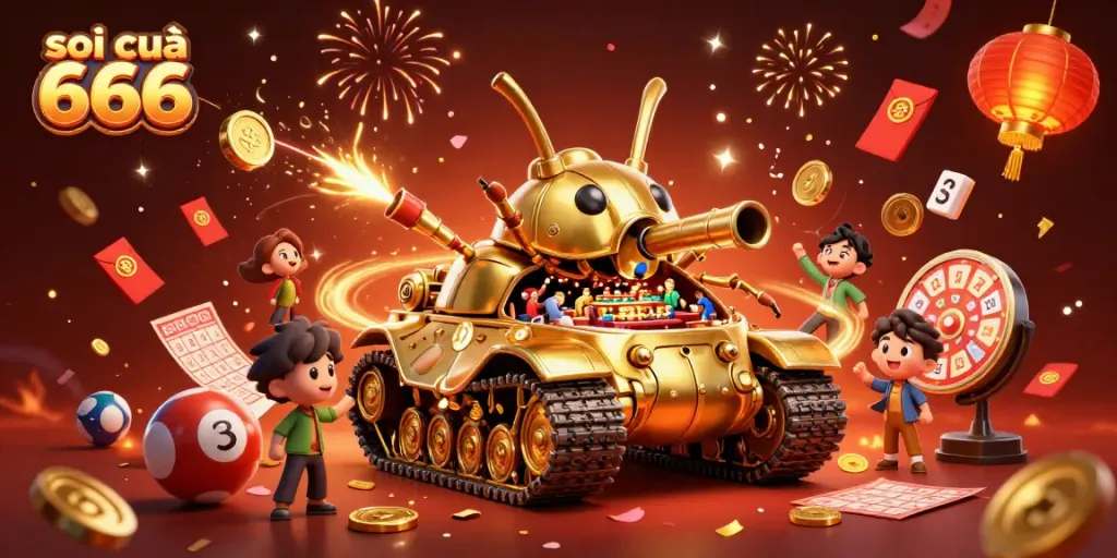 Experience the excitement of soi cầu 666 with this vibrant 3D casino scene filled with games and festive elements.