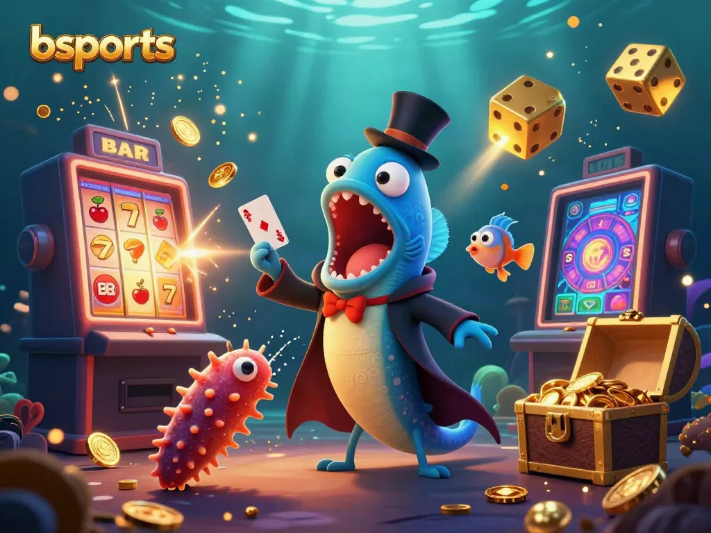 Engaging bsports scene with a deep-sea eel magician and slot machine action