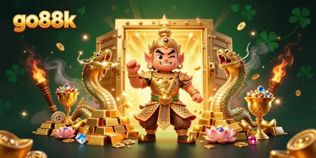 Experience thrilling gaming at go88k with golden treasures and vibrant characters in a captivating online casino.
